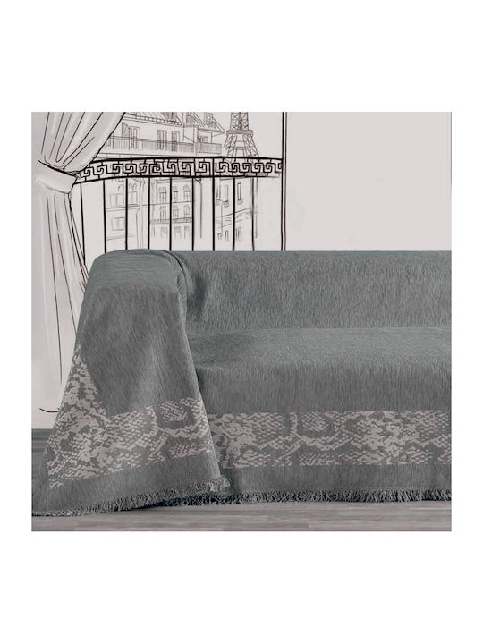 Makis Tselios Home Amazon3 Cuvertură Pentru Canapea 2 Locuri Șenilă 180x250 cm Gri