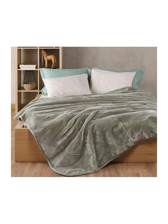 Kentia Notte Κουβέρτα Βελουτέ Ημίδιπλη 180x220εκ. Olive