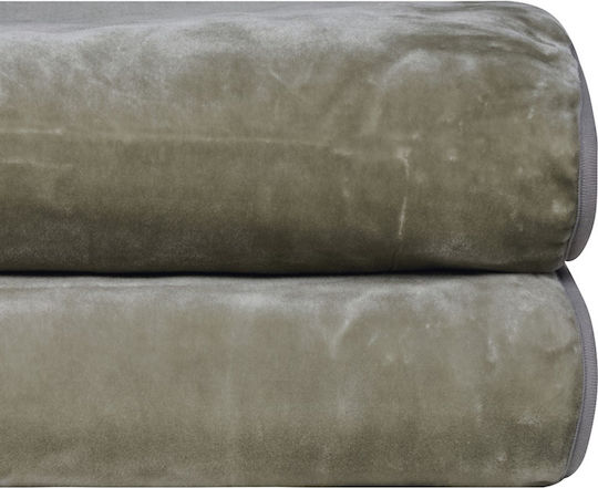 Kentia Notte Κουβέρτα Βελουτέ Ημίδιπλη 180x220εκ. Olive