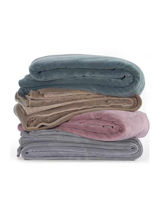 Nef-Nef Homeware Cosy Blanket Fleece Double 220x240cm Dusty Blue