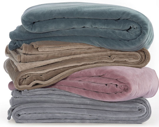 Nef-Nef Homeware Cosy Κουβέρτα Fleece Υπέρδιπλη 220x240εκ. Dusty Blue