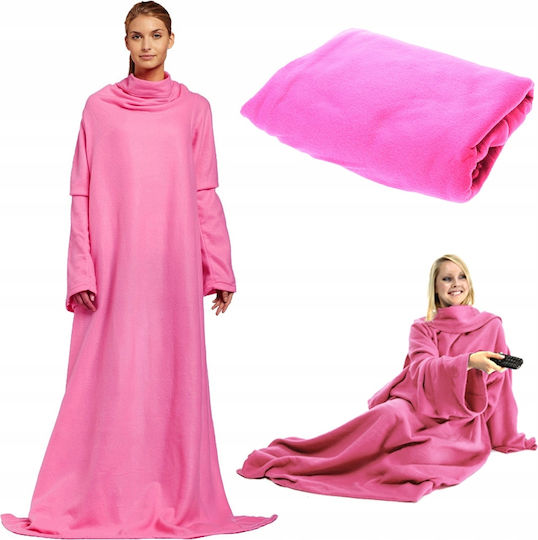 Fleece Blanket with Sleeves 138x180cm Pink