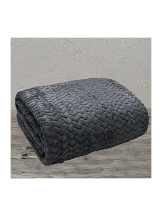 To megalo pazari Blanket Fleece Single 160x220cm Anthracite