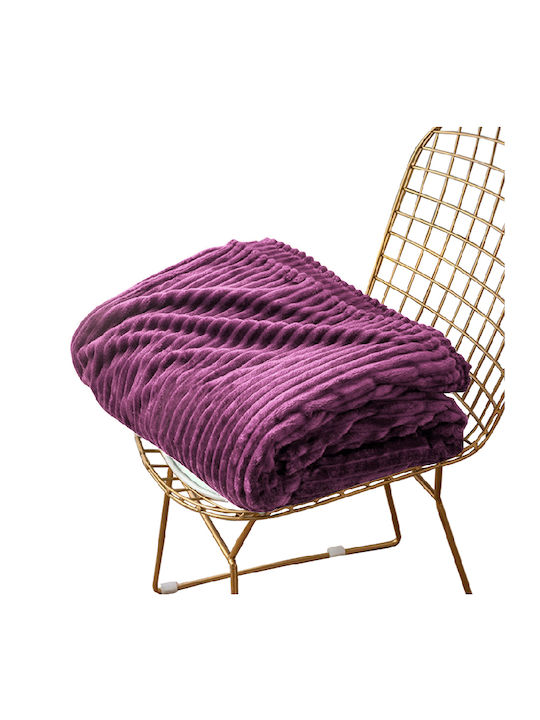 Το μεγάλο παζάρι Κουβέρτα Fleece Υπέρδιπλη 220x240εκ. Μωβ