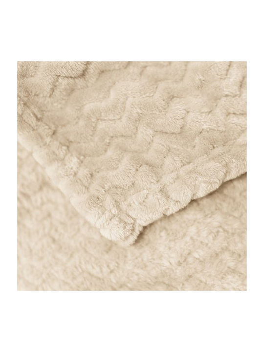 To megalo pazari Pătură Fleece Simplă 160x220 cm Ecru