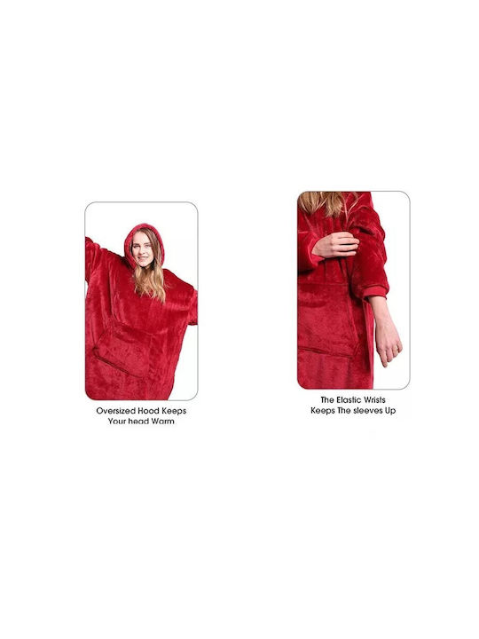 Fleece-Decke mit Ärmeln 80x80cm Rote