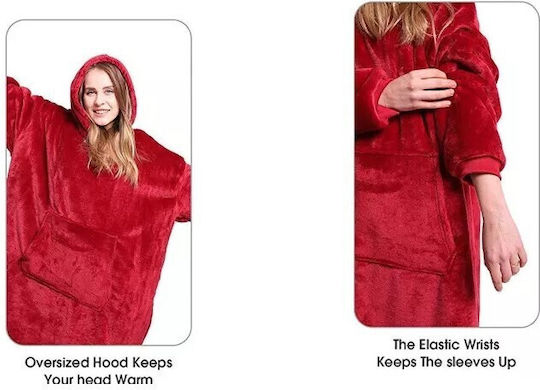 Κουβέρτα Fleece με Μανίκια 80x80εκ. Κόκκινο