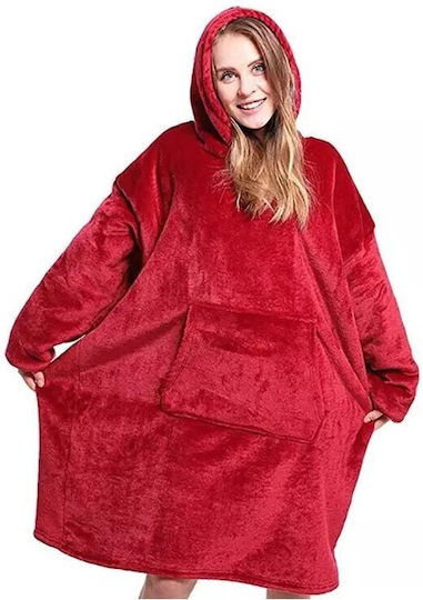 Κουβέρτα Fleece με Μανίκια 80x80εκ. Κόκκινο