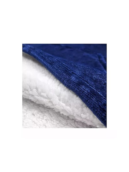 Κουβέρτα Fleece με Μανίκια 80x80εκ. Μπλε