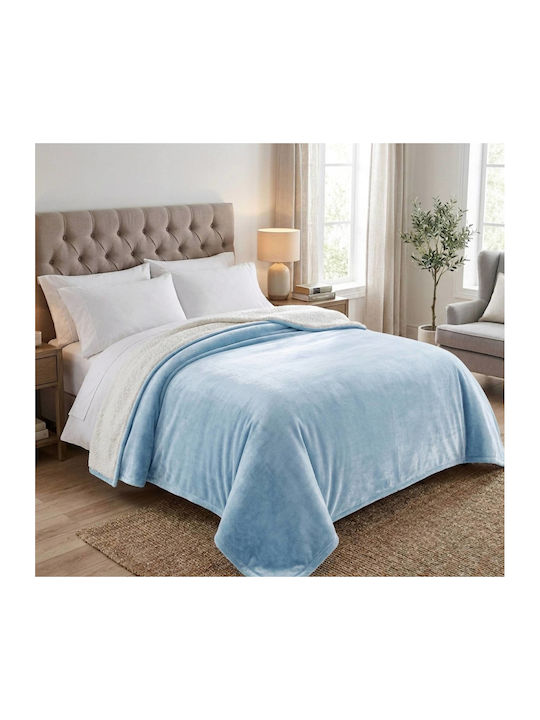Kraft World Sherpa Decke Übergröße 220x240cm Hellblau FLANNEL-Hellblau