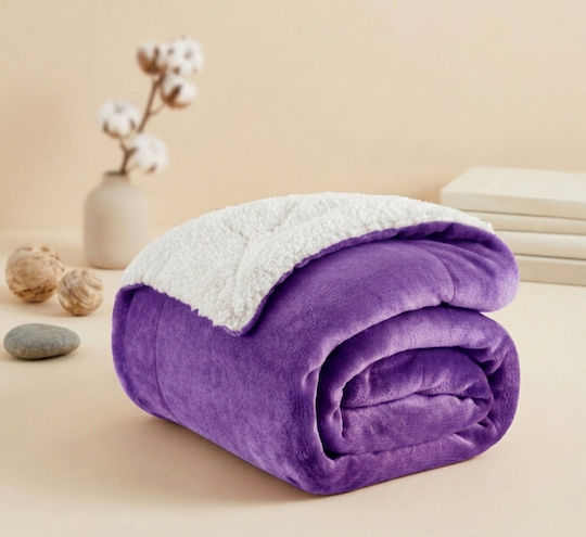 Kraft World Κουβέρτα Sherpa Υπέρδιπλη 220x240εκ. Μώβ