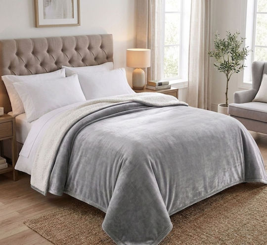 Ehome Κουβέρτα Fleece Υπέρδιπλη 220x240εκ. Γκρί