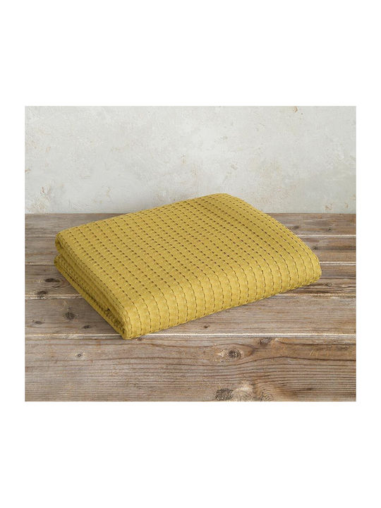 Nima Habit Piqué Decke Einzeln 160x240cm Gold / Braun