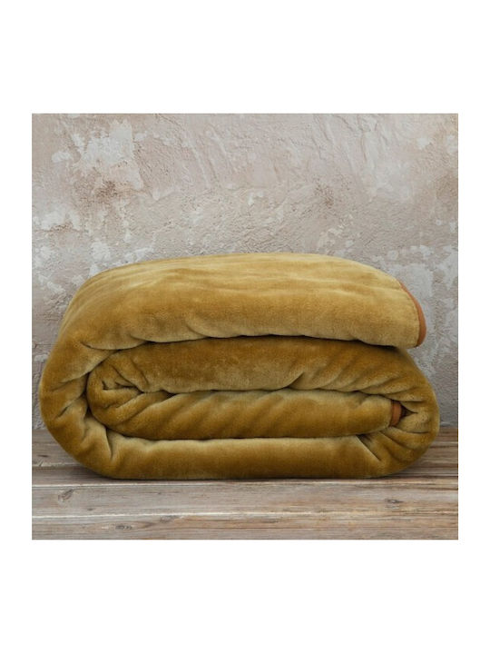 Nima Velvet Blanket Single 160x220cm Brown / Gold