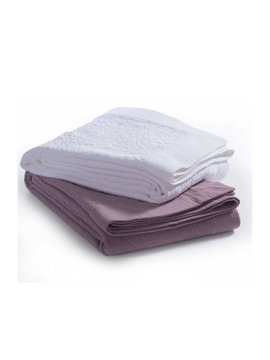 Nef-Nef Homeware Annita Pique Blanket Double 230x250cm Mauve