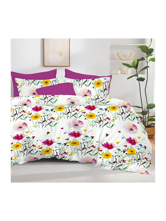 Pucioasa Set Husă de Pilotă Dublă cu 4 Fețe de Pernă & 1 Cearsaf 200x220 Multicolored
