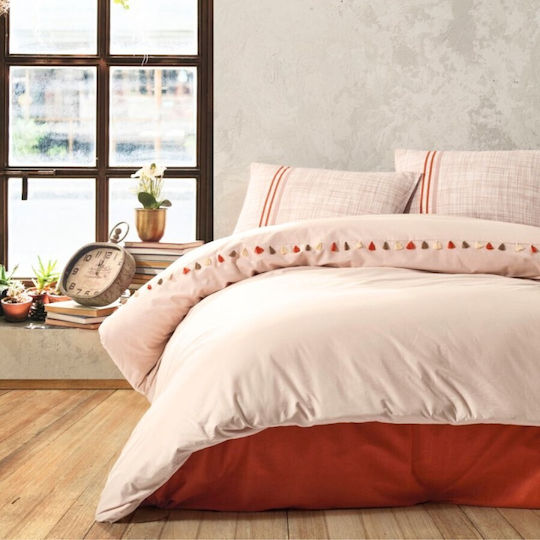 Cotton Box Set Huse Pentru Pilote 200x220cm Dublu Cu 2 Fețe De Pernă Și 1 Cearșaf Merri Bej