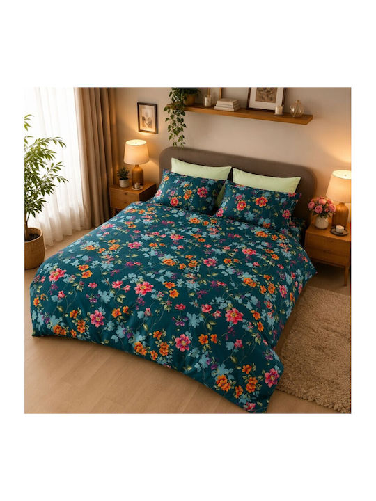 Class Home Collection Set Huse Pentru Pilote Duble Cu 4 Fețe De Pernă Și 1 Cearceaf 200x220cm Tonia Floral