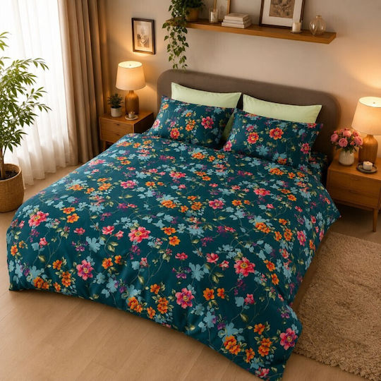 Class Home Collection Set Huse Pentru Pilote 200x220cm Dublu Cu 4 Fețe De Pernă & 1 Cearșaf Tonia Floral