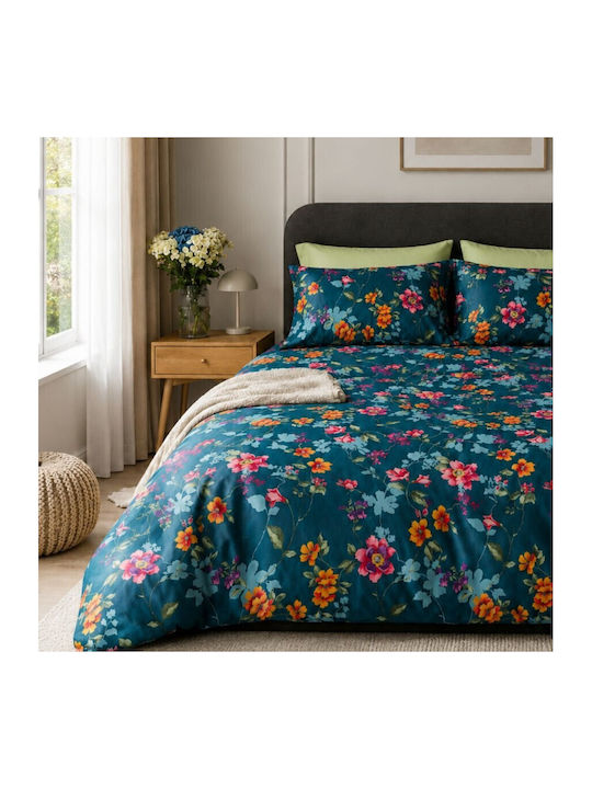 Class Home Collection Set Huse Pentru Pilote Duble Cu 4 Fețe De Pernă Și 1 Cearceaf 200x220cm Tonia Floral