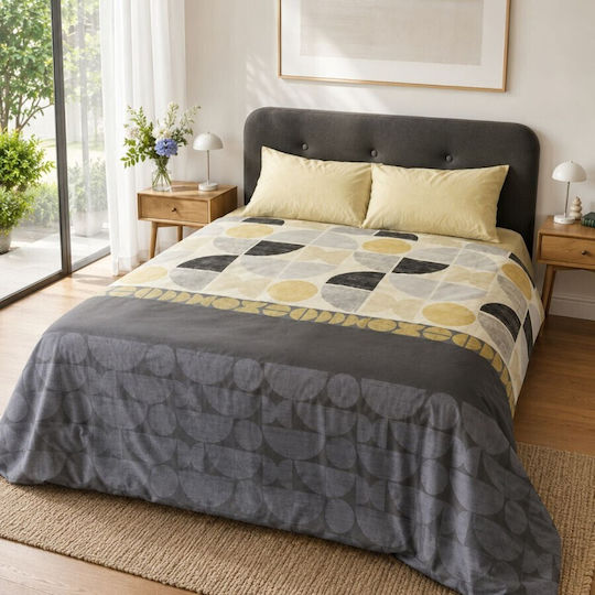 Cottonbox Cotton Duvet Cover Set 200x220cm Double With 2 Pillowcases & 1 Bed Sheet Beige