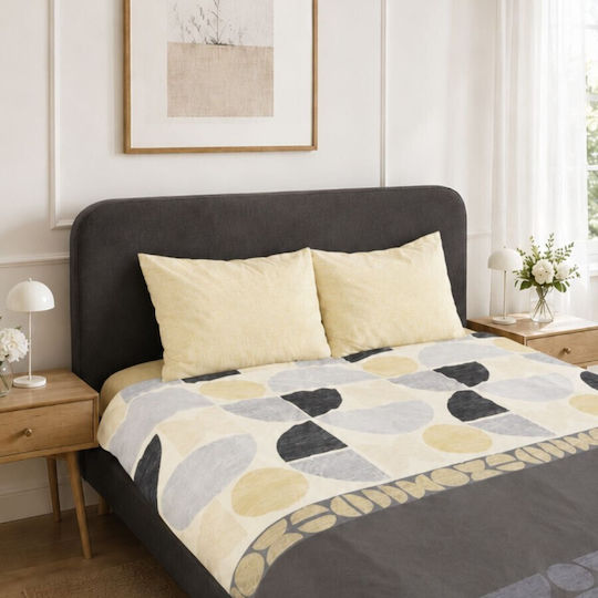Cottonbox Cotton Duvet Cover Set 200x220cm Double With 2 Pillowcases & 1 Bed Sheet Beige