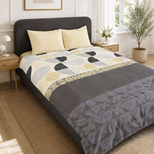 Cottonbox Cotton Duvet Cover Set 200x220cm Double With 2 Pillowcases & 1 Bed Sheet Beige