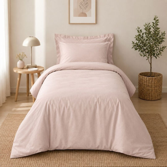 Cottonbox Set Huse Pentru Pilote 100% Bumbac 160x220cm Simplă Cu Față De Pernă Și 1 Cearceaf Roz Pudrat