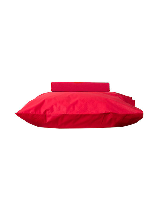Viopros Duvet Cover Set Cotton Single with Pillowcase 160x240 Red