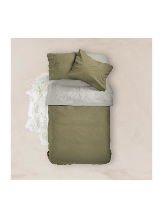 Borea Duvet Cover Cotton Queen 220x240 Solid Khaki-Grey