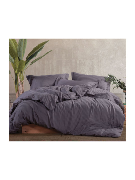 Nef-Nef Homeware Σετ Παπλωματοθήκη Βαμβακερή Υπέρδιπλη με 2 Μαξιλαροθήκες 240x220cm Elements Grey