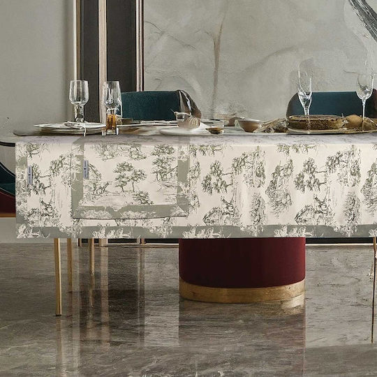 Das Home Tischtuch 3015 Ecru, Olive 170x300cm