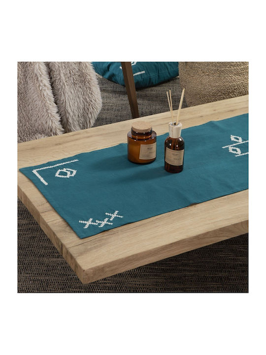 Nef-Nef Homeware Ράνερ Βαμβακερό Laoura Petrol 45x150εκ.