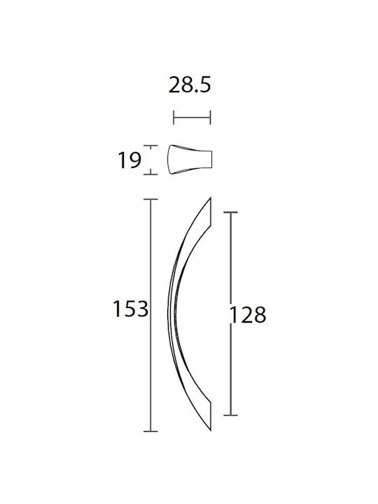 Convex 443 Mâner Mobilier din Zamak NICKEL MAT 153mm (Distanța între Centre 128mm) 443-128S05S05 1buc