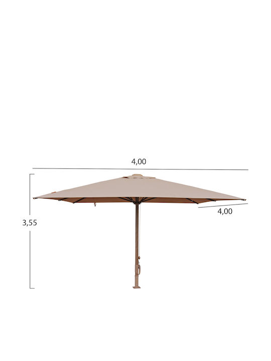 Professional Aluminum Squared Parasol Gladell Beige 3.53x3.53m