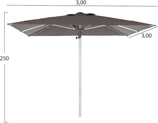 Squared Aluminum Grey Parasol 3x3m