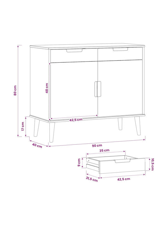 Molde Sideboard aus Holz mit Schubladen Karamele 90x40x80cm