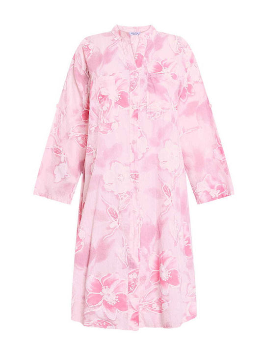 Celestino Damenkleid Kaftan Blumen Taschen Rosa
