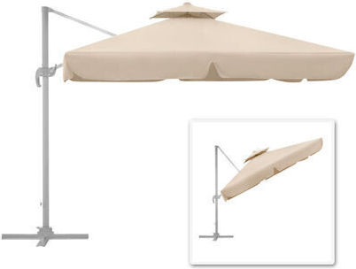 Professionelle Hängende Quadratische Garten- und Terrassen-Sonnenschirm aus Aluminium Ecru 3x3m