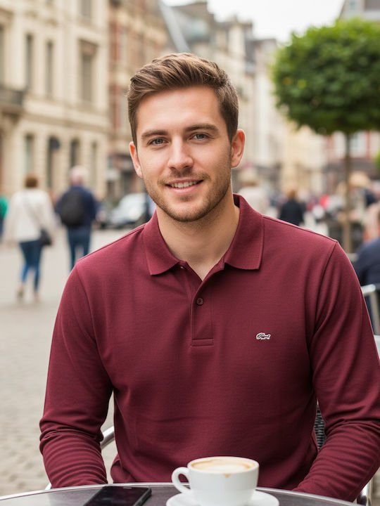 Valento Predator Herren Werbebluse Langärmelig Mahagoni Granat