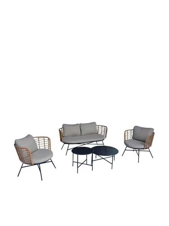 Garten- und Outdoor-Möbelsets 4 Stück Grau mit Kissen