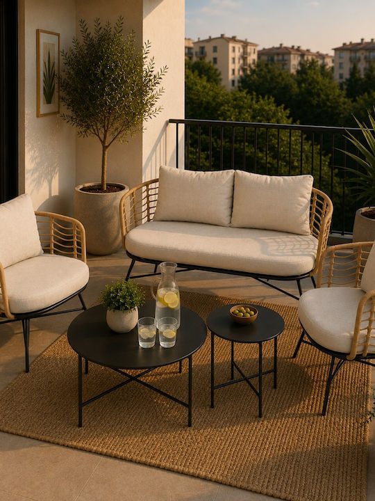 Garten- und Outdoor-Möbelsets 4 Stück Grau mit Kissen