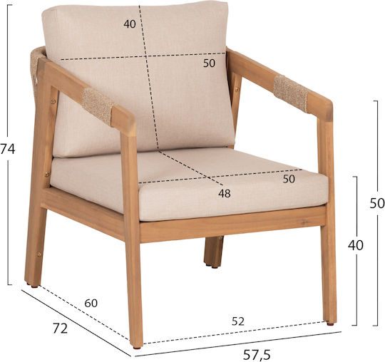 Set de mobilier pentru camera de zi de exterior 4 buc Bej