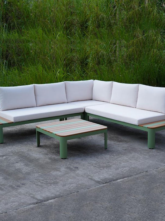 Eckgarten- und Outdoor-Möbelset aus Aluminium mit Kissen & Beistelltisch