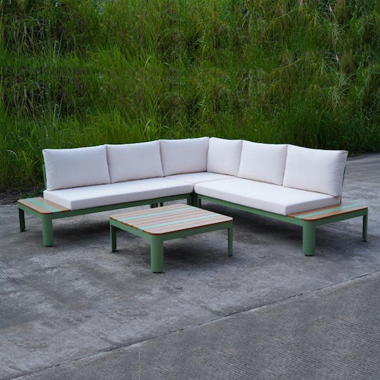 2-teiliges Outdoor-Lounge-Set Grau mit Kissen OTSF1003