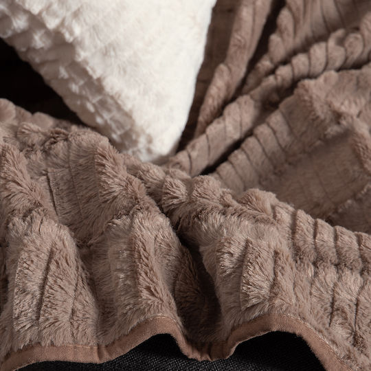 Silk Fashion Decorative Pillow Case Stripe Furry Brown 45x45cm