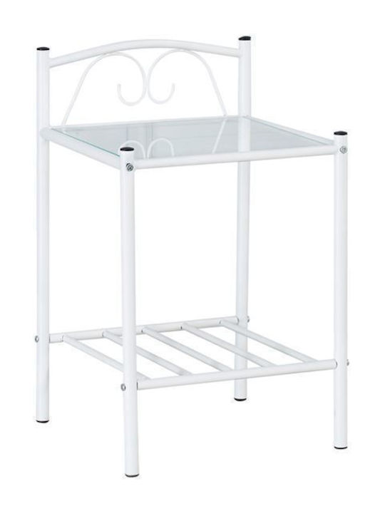 Nachttisch Rado Metall Weiß 40x40x64cm