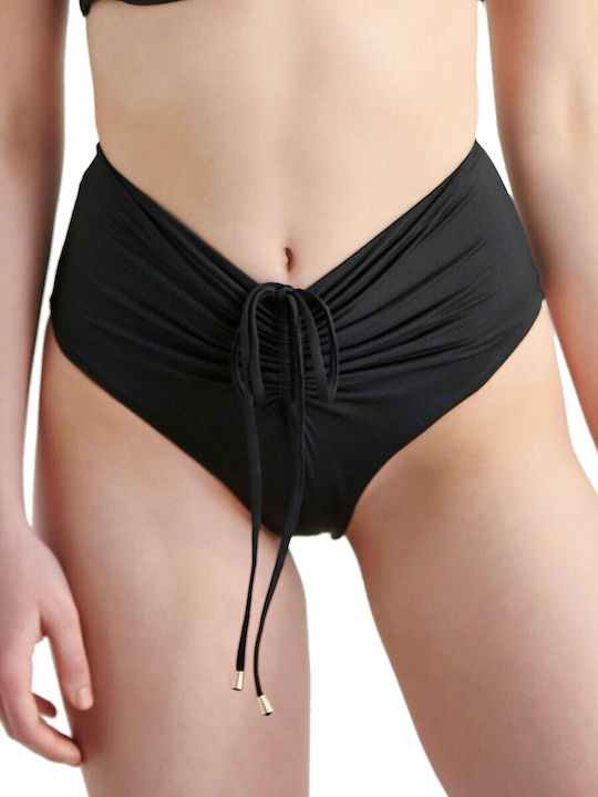 Bikinihosen Slip Hohe Taille Schwarz