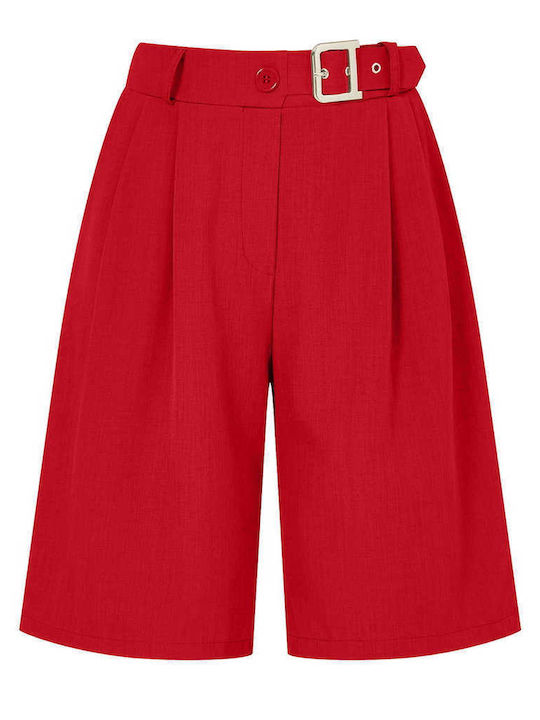 Celestino Women's Bermuda Decorative Buckle Red