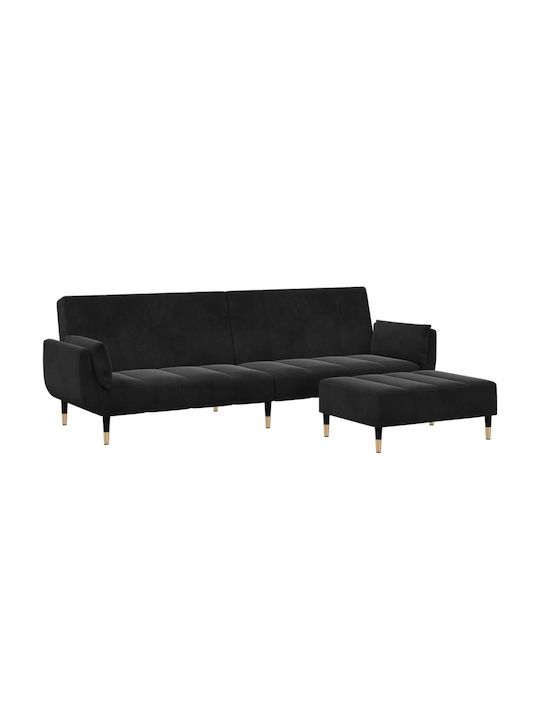 Living Room Furniture Set 2 seater & Stool Black